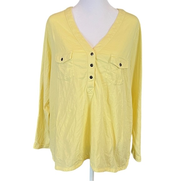 J. Jill Pull Over Henley Top Soft Yellow Petite XL - Picture 1 of 4